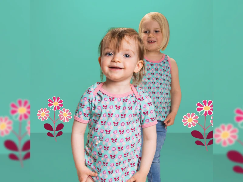 Hamburger Liebe Baumwoll Feinripp Kids Kollektion Sally and Friends Sallys Garden verdino-bunt