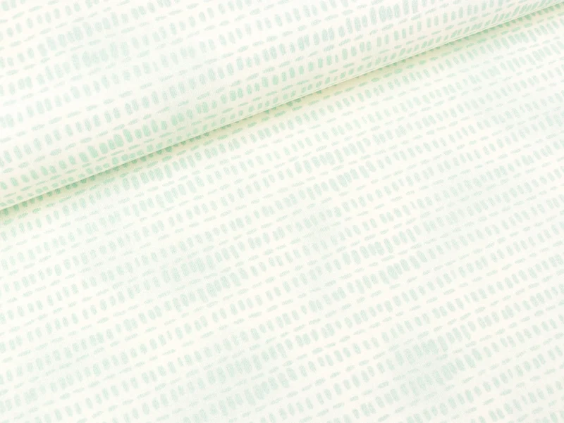 Baumwolljersey Graphic Bunny Strichmuster mint auf Creme