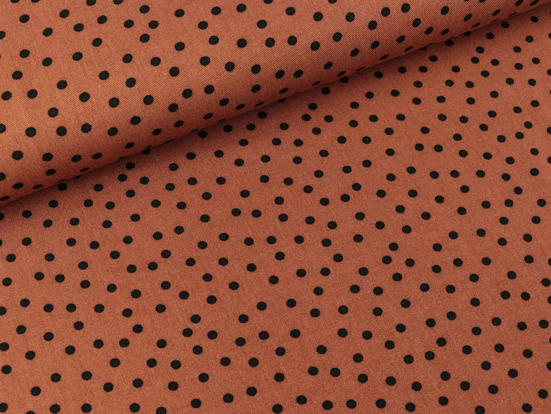 Viskose Twill Print Small Dots schwarz auf Tobacco