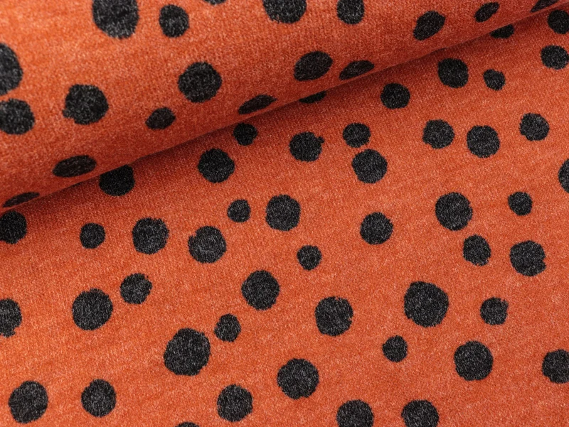 Leichter Strickstoff Nora Dots anthrazit auf Cognac