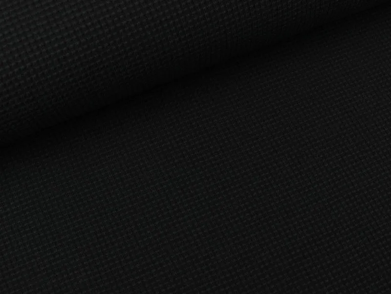 Sommer Waffeljersey Laura schwarz uni