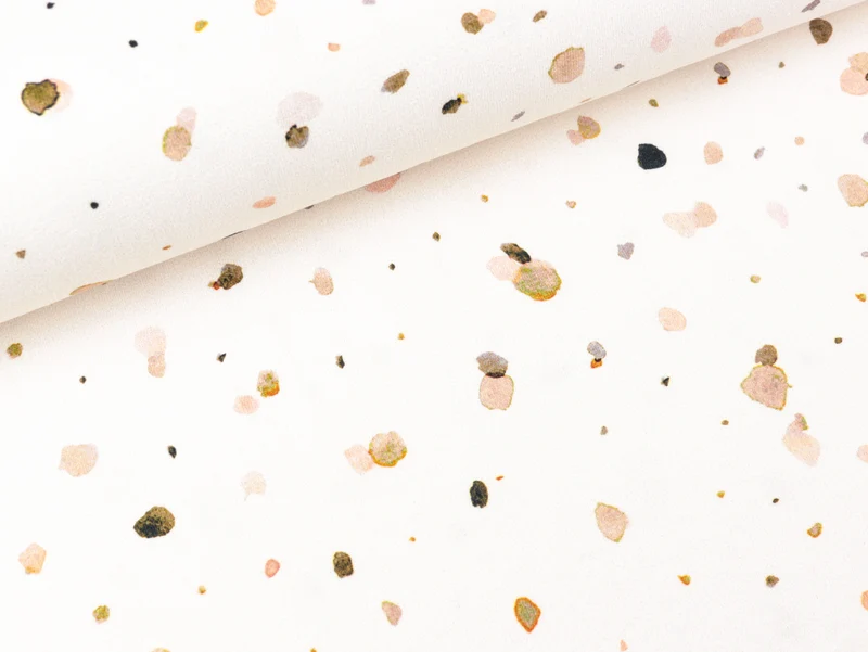 Baumwolljersey Dots bunt auf Sand Digitaldruck