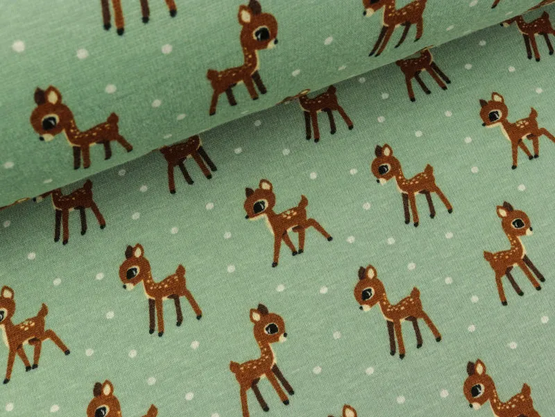 Happy Fleece kleine Rehe im Schnee auf Dusty mint