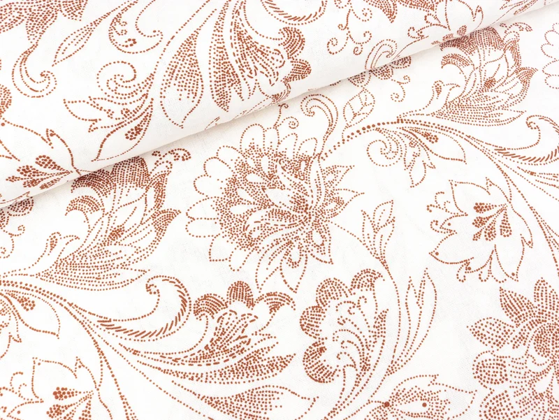 Viskoseleinen Washed Fantasy Flowers rost auf Weiß