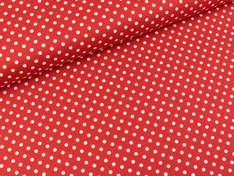 Baumwoll Webware Joel Punkte weiß auf Rot