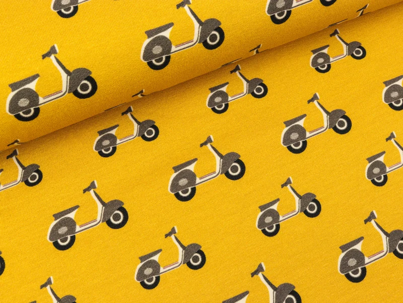 Baumwollsweat Retro Roller auf Senfgelb