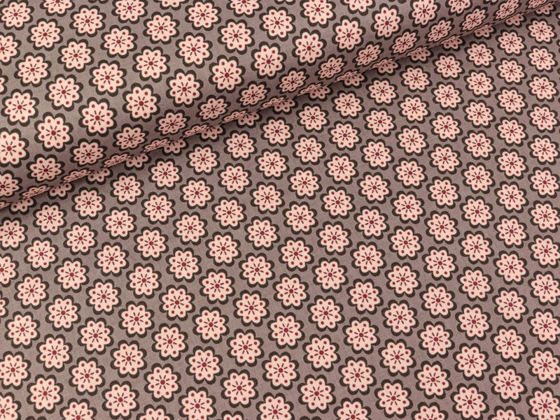 Baumwoll Webware Julia Blümchen creme auf Schlamm