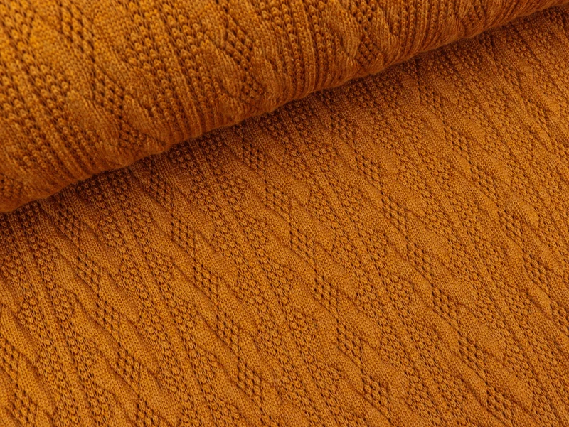 Strickstoff Zopfstrick Carmen ocker uni