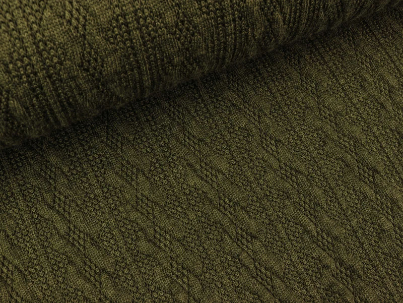 Strickstoff Zopfstrick Carmen khaki uni