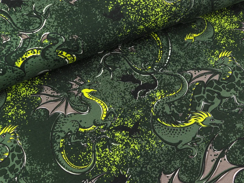 Steinbeck French Terry Mystic Dragons Fliegende Drachen auf Schwarz