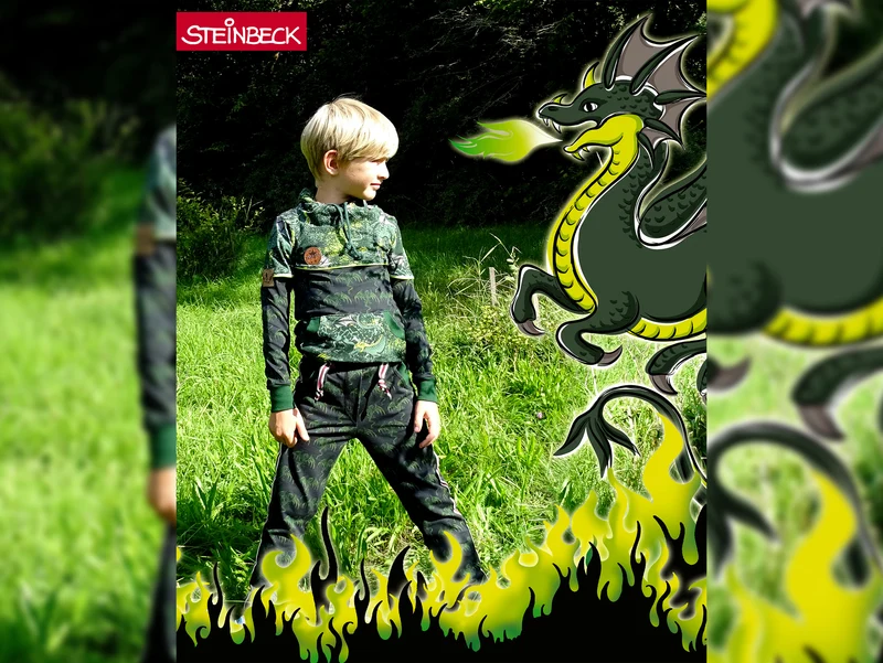 Steinbeck French Terry Mystic Dragons Fliegende Drachen auf Schwarz