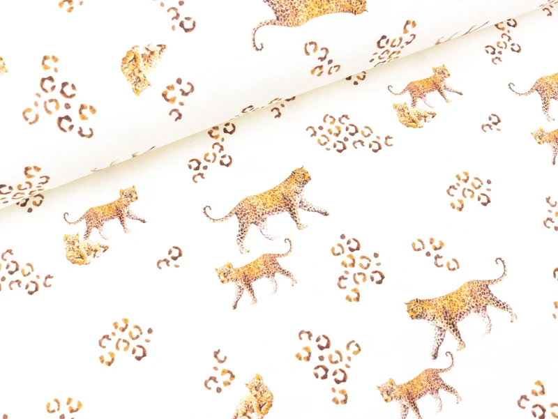 Bio Baumwolljersey Leoparden auf Ecru