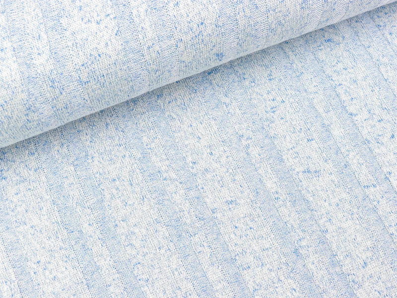 Leichter Strickstoff Melange Rib light blue meliert