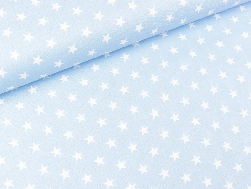 Baumwoll Webware Carrie Sterne weiß auf Wasserblau