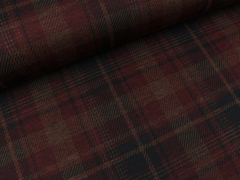 Punta di Roma Romanit Jersey Karo bordeaux-schwarz-camel meliert