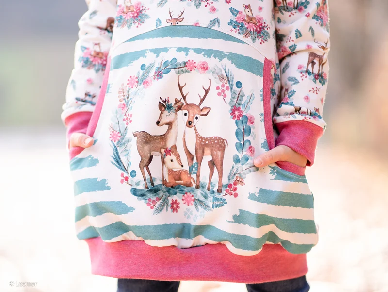 Baumwolljersey My Deer Family by Bienvenido colorido Panel 80cm
