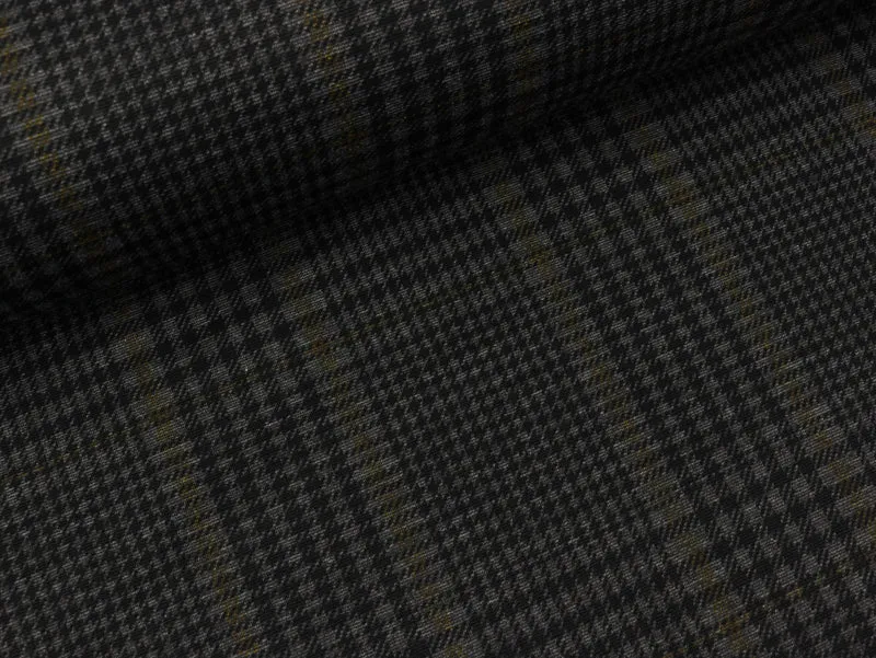 Punta di Roma Romanit Jersey Check schwarz-grau-ocker meliert