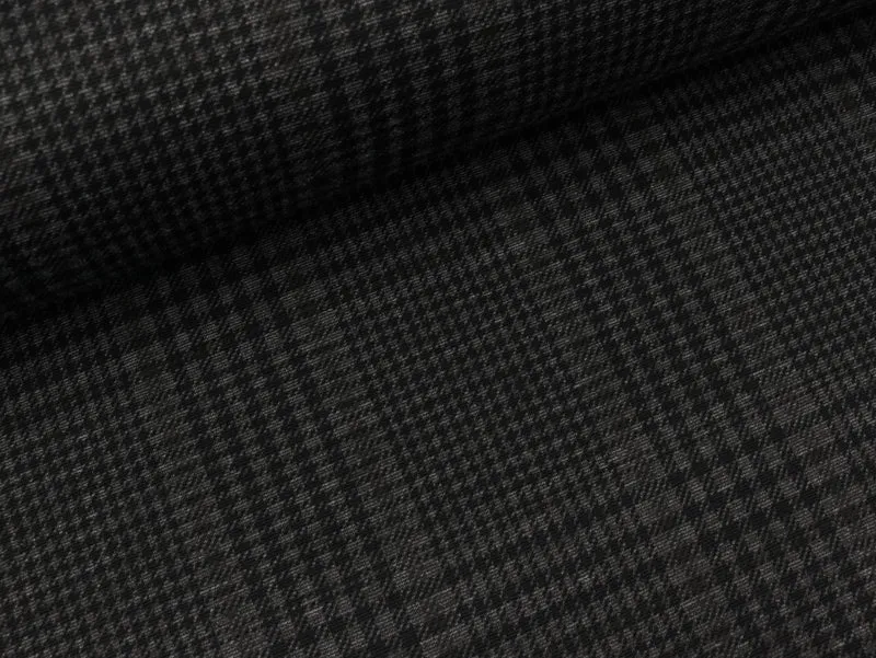 Punta di Roma Romanit Jersey Check schwarz-grau-khaki meliert