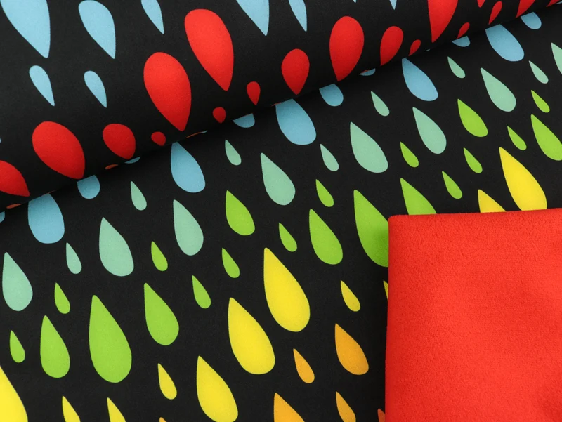 NANO Softshell Robin Bunte Regentropfen auf Schwarz