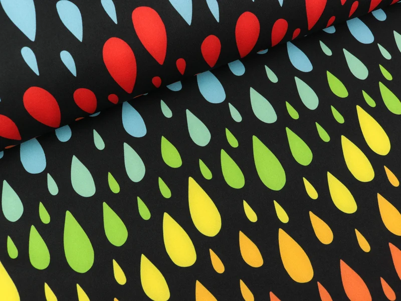 NANO Softshell Robin Bunte Regentropfen auf Schwarz
