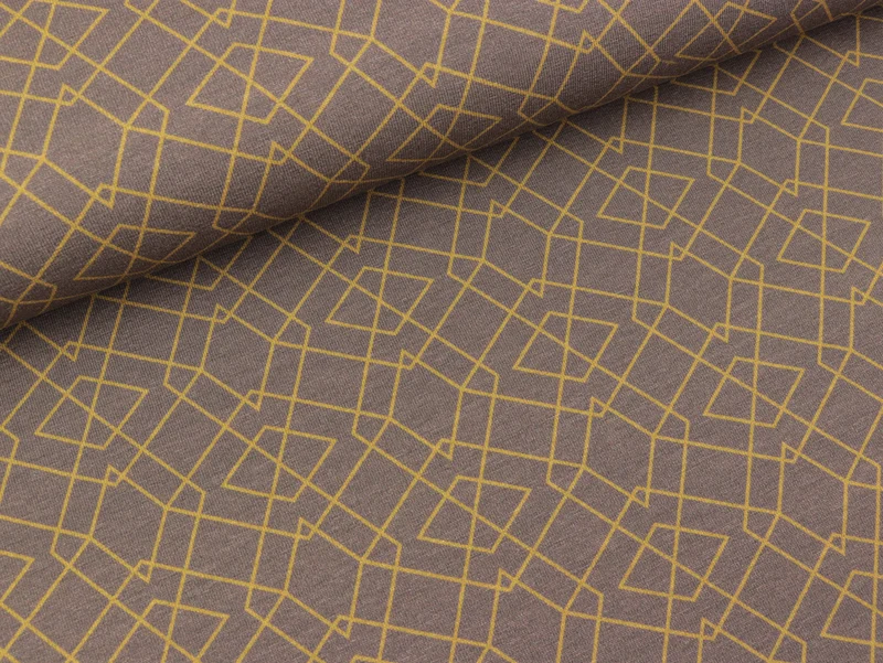 Baumwolljersey Klaas Geometric goldgelb auf Schlamm
