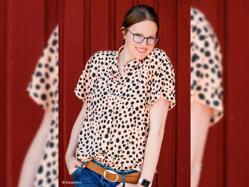 Viskose Webware Pauline Tupfen schwarz auf Apricot
