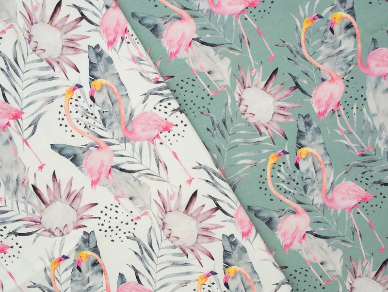 Baumwolljersey Nora Flamingozauber auf Oldmint