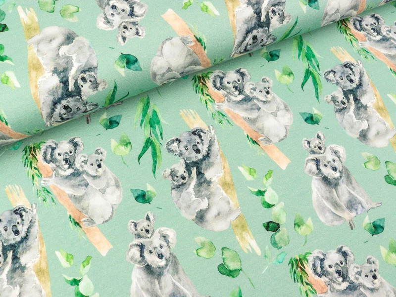 Baumwolljersey Nora Koalabären auf Mint