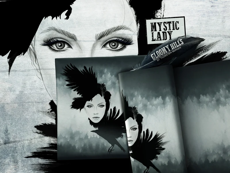 French Terry Gloomy Hills Mystic Lady by Thorsten Berger Panel 80cm