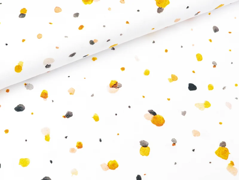 Baumwolljersey Dots bunt auf Weiß Digitaldruck