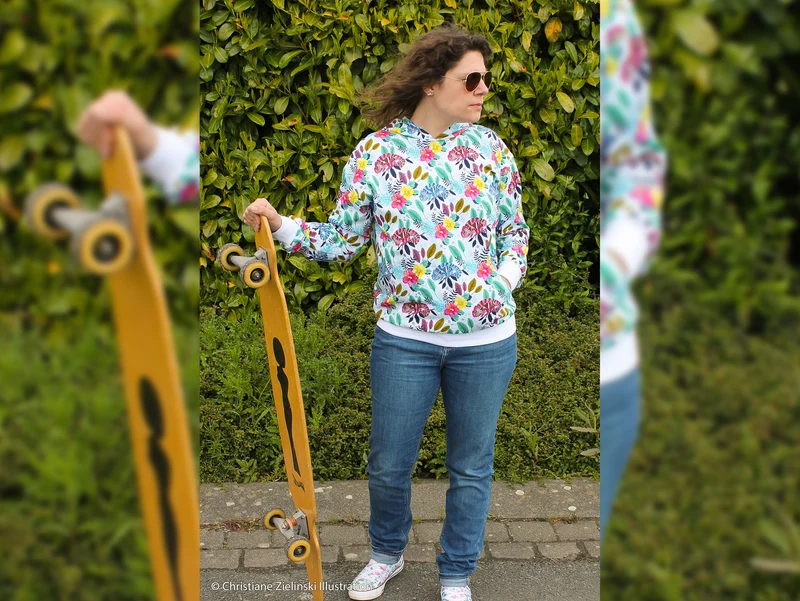 Baumwolljersey Chamäleon Kami bunt auf Weiß by Christiane Zielinski