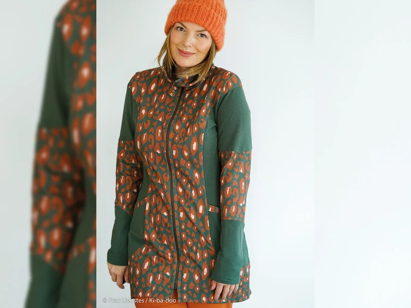Baumwolljersey Leo rost-rosa auf Khaki by Cherry Picking