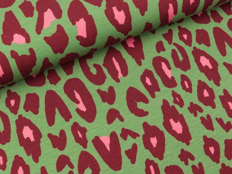 Baumwolljersey Leo bordeaux-pink auf Altmint by Cherry Picking