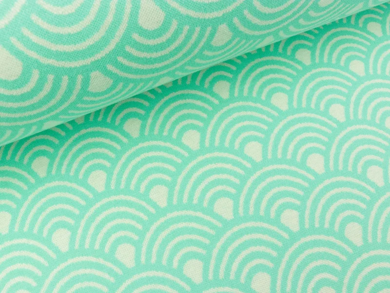 Hamburger Liebe 2 Farb-Jacquardjersey Sakura Seigaiha Wellen verdino-winterweiß