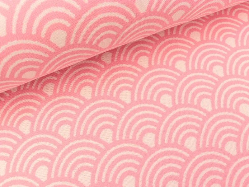 Hamburger Liebe 2 Farb-Jacquardjersey Sakura Seigaiha Wellen rosa scuro-winterweiß