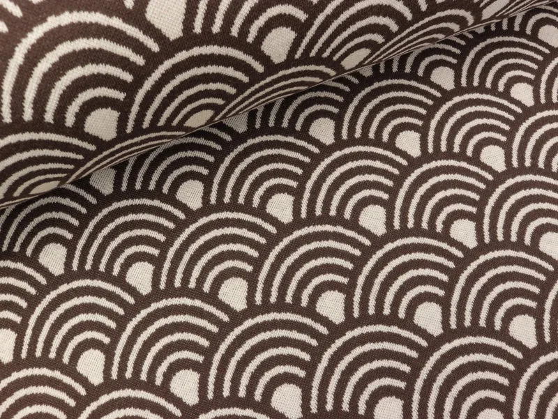 Hamburger Liebe 2 Farb-Jacquardjersey Sakura Seigaiha Wellen braun-winterweiß