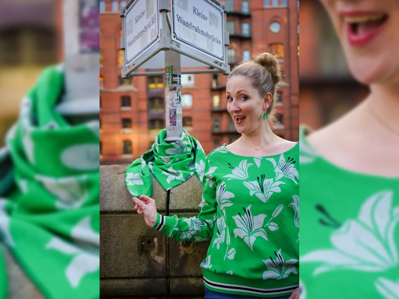 Hamburger Liebe 3 Farb-Jacquardjersey Shine Like a Lily verde erba