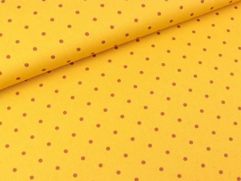 Baumwoll Webware Kim Pünktchen ocker auf Senfgelb
