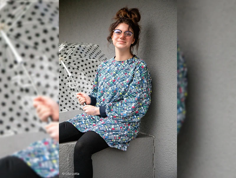 French Terry Eyecatcher bunt auf Weiß by Lila-Lotta