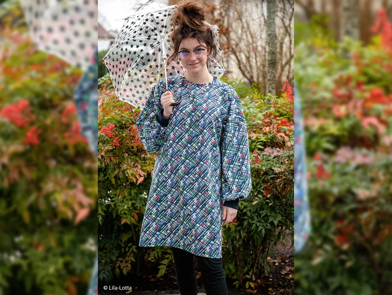 French Terry Eyecatcher bunt auf Weiß by Lila-Lotta