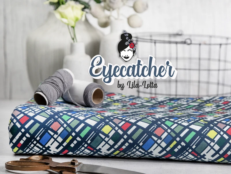French Terry Eyecatcher bunt auf Weiß by Lila-Lotta
