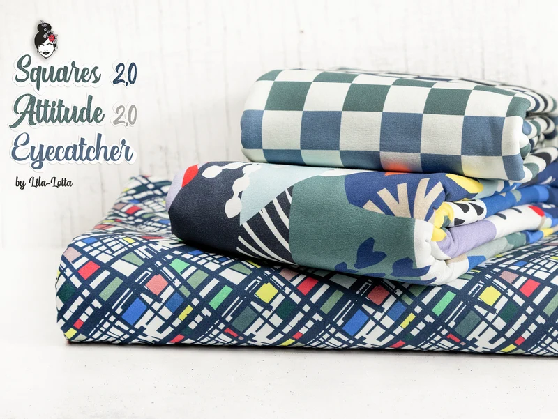 French Terry Eyecatcher bunt auf Weiß by Lila-Lotta