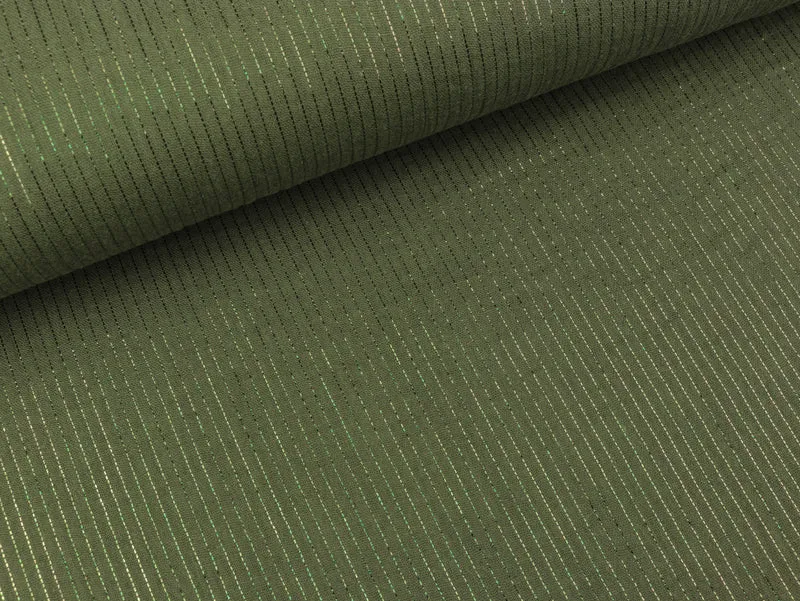 Baumwoll Musselin Double Gauze Bambino Lurex khaki mit Glitzerstreifen
