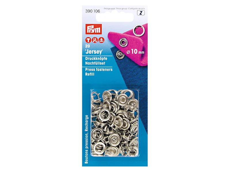 Prym 390106 Nähfrei Druckknöpfe mit Ring 10mm Nachfüllpackung 20 Stück