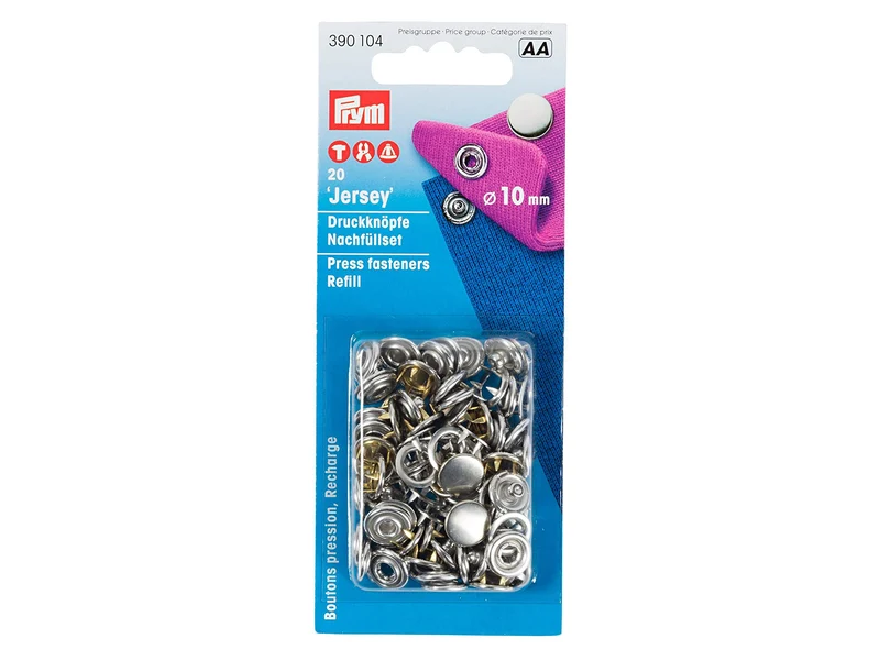 Prym 390104 Nähfrei Druckknöpfe mit glatter Kappe 10mm Nachfüllpackung 20 Stück