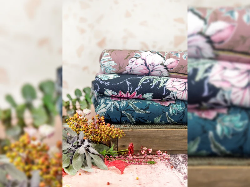 Baumwolljersey My Watercolor Garden anthrazit by Lila-Lotta