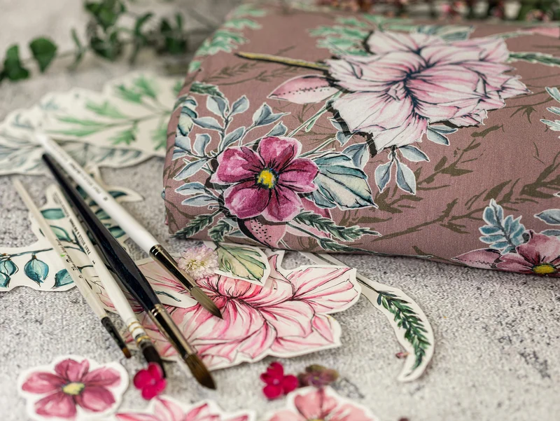 Baumwolljersey My Watercolor Garden altrosa by Lila-Lotta