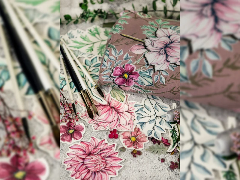 Baumwolljersey My Watercolor Garden altrosa by Lila-Lotta