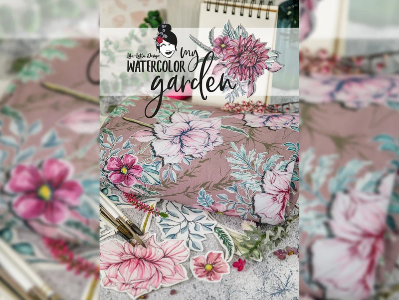 Baumwolljersey My Watercolor Garden altrosa by Lila-Lotta