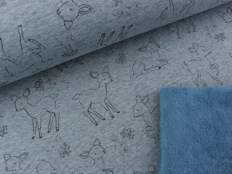 Happy Fleece Kleine Rehe schwarz auf dusty blue
